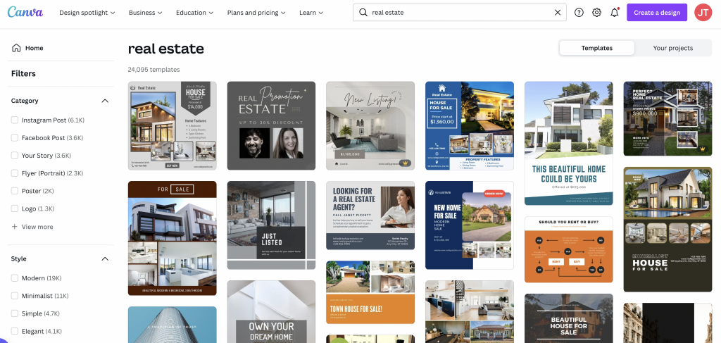 canva templates for real estate